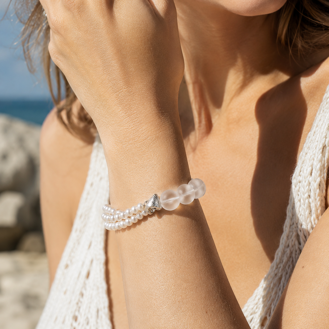 Crystal bracelet stacking